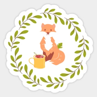 Squirrel Autumn Art Sticker